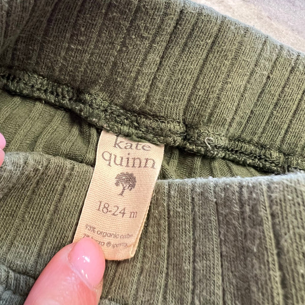 Kate Quinn Olive Ribbed Cargo Leggings Size 18-24 Mo