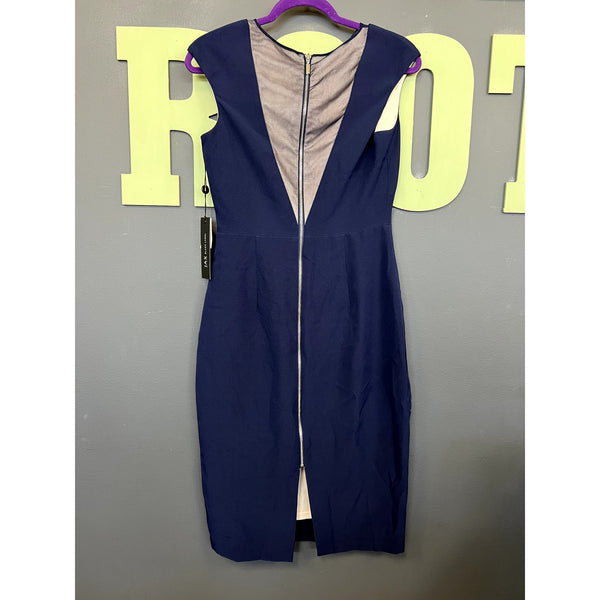NWT Jax Navy Blue Mesh Sheath Dress Size 6