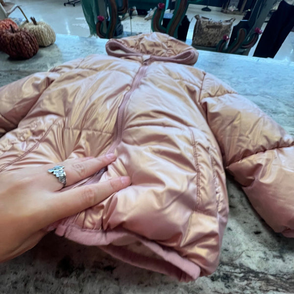 SwissTech Girls Metallic Pink Puffer Coat Size 3T
