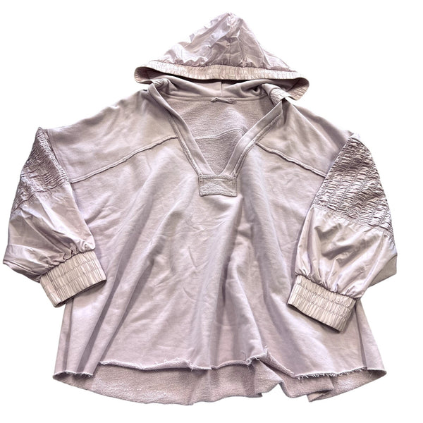Women's Light Purple Mixed Fabric Hooded Pullover Size Large