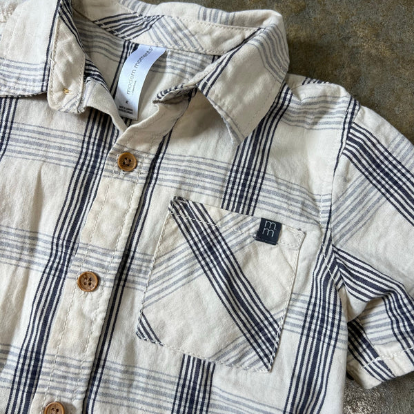 Modern Moments Ivory Linen Button Down Top Boys Size 4T