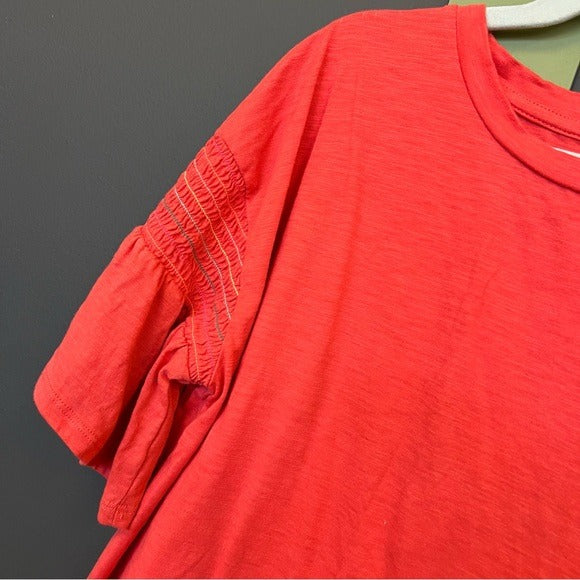 Arizona Jean Co Coral Red Ruffle Sleeve Top Girls Size Large