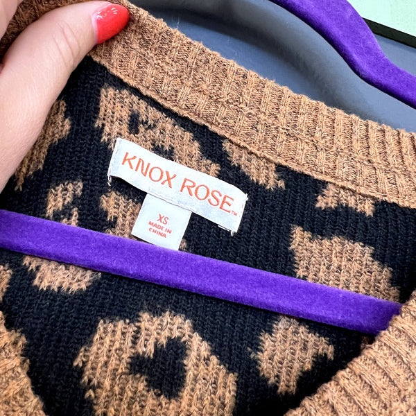 Knox Rose Leopard Print Sweater Size XS
