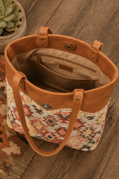 Desert Bloom Aztec Canvas Tote Bag