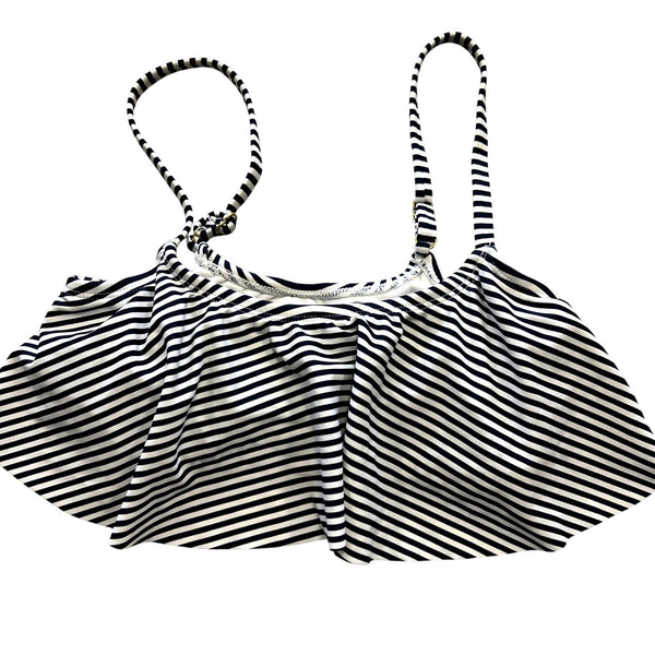 Xhiliration Striped Black + White Swim Top Size XS
