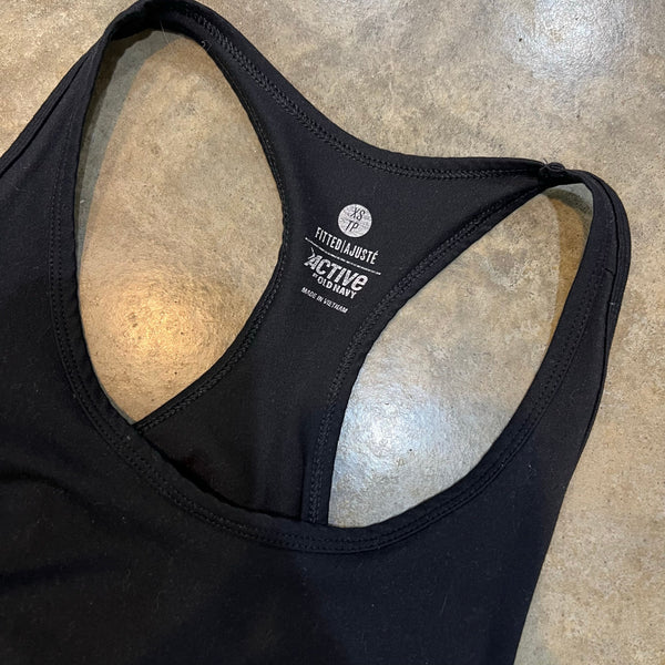 Old Navy Active Fitted Black Workout Tank Top Ruched Sides XS
