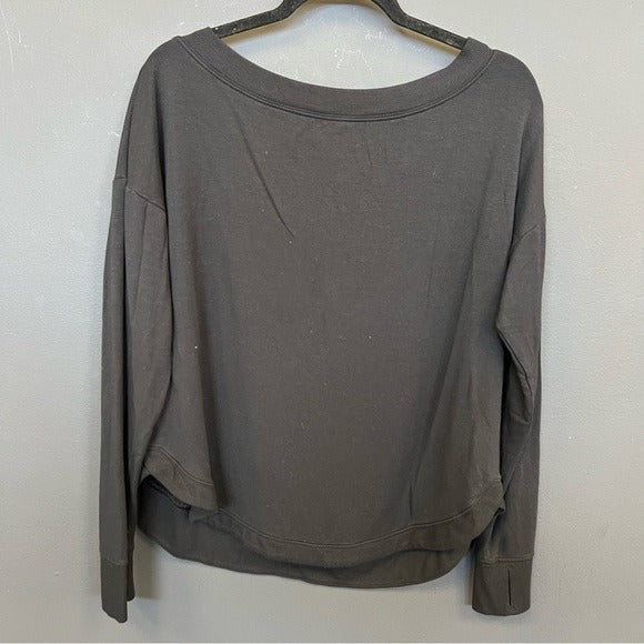 All in Motion Black Boat Neck Thumb Hole Active Sweatshirt Large