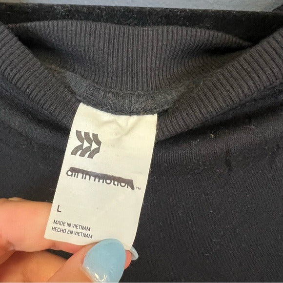 All in Motion Black Boat Neck Thumb Hole Active Sweatshirt Large