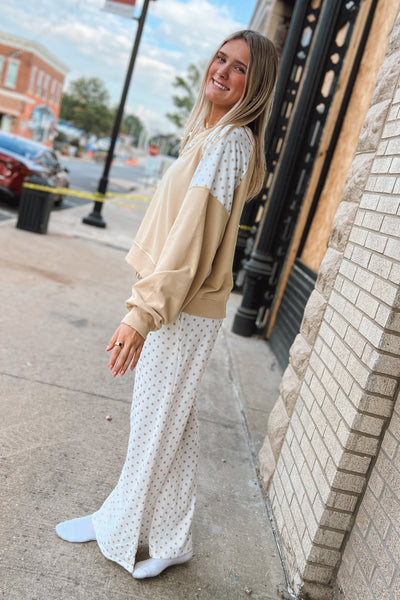 Sunday Stroll Polka Dot Cropped Sweatshirt