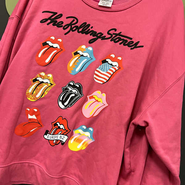 The Rolling Stones Licensed Pink Tongue Graphic Sweatshirt 2XL