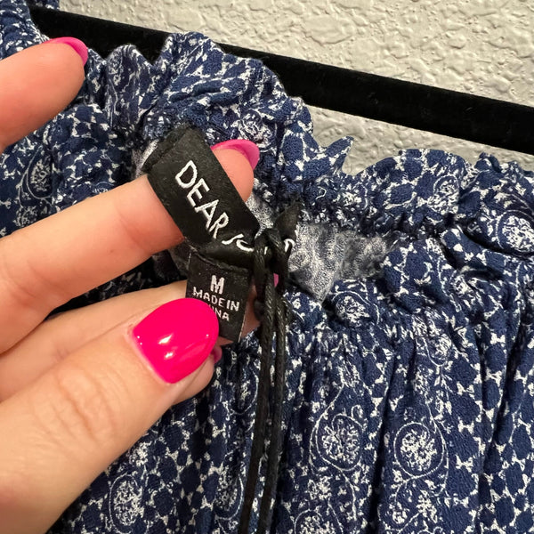 NWT Dear John Breezy Blue Bohemian Flowy Blouse Size Medium