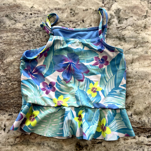Hurley Girls Light Blue Floral Tankini Swimsuit Size 7/8