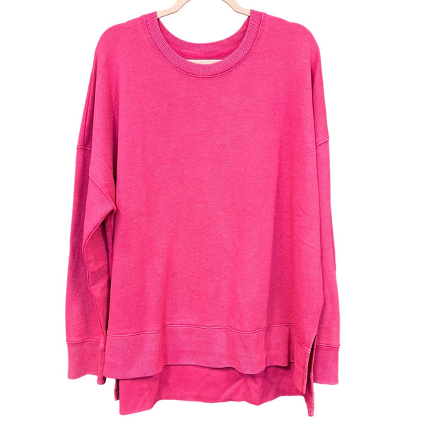 Time and Tru Hot Pink Crew Neck Side Slit Pullover XXXL