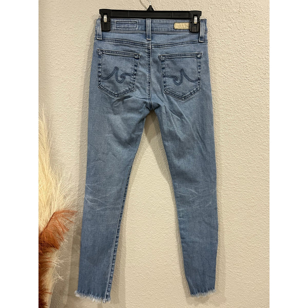 AG Denim Light Wash Raw Hem Skinny Jeans Size 24