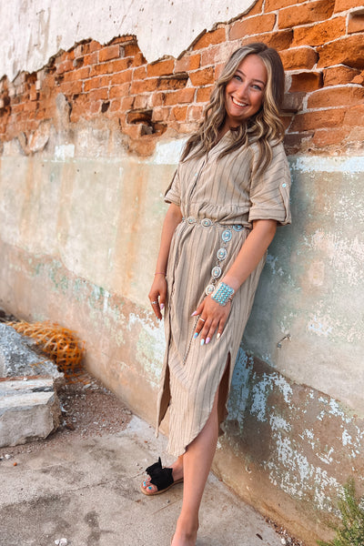 Sandy Shores Midi Shirt Dress