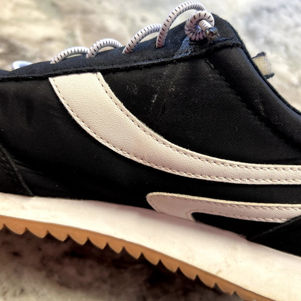 Steve Madden Denney Black + White Flatform Wedge Sneakers Size 9