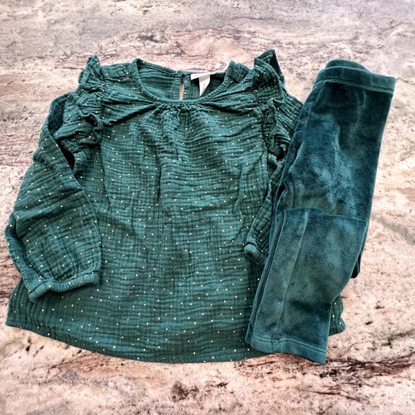Cat & Jack Gold & Green Two Piece Set Girls Size 4T