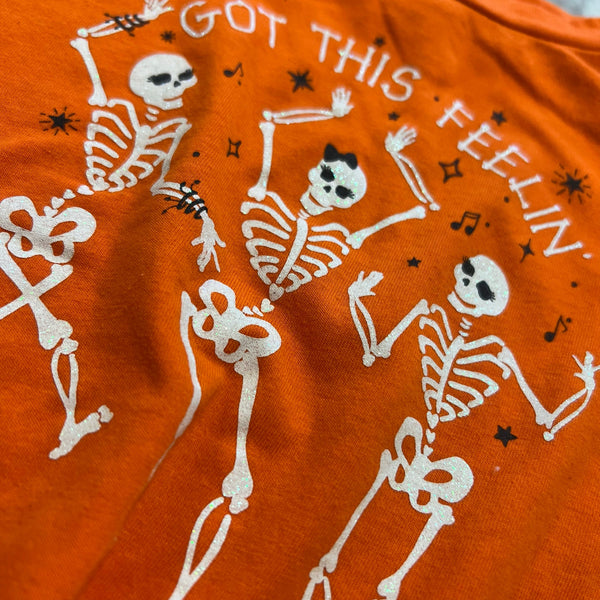 Girls Spooky Cute Halloween Skeleton Graphic Tee XS