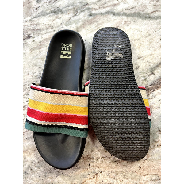 Billabong Striped Multi Color Canvas Slip On Sandals Size 8