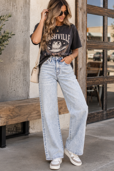 The Lillie Light Wash Wide Leg Pants