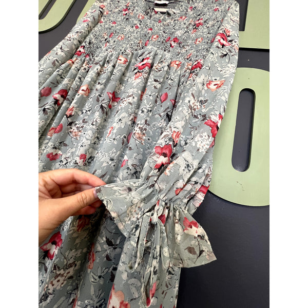 Hailey & Co Boutique Swiss Dot Floral Long Sleeve Maxi Dress Large