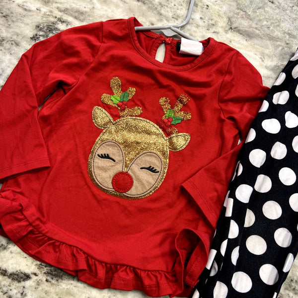 Girls Reindeer Two Piece Christmas Set Size 3T