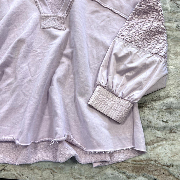 Women's Light Purple Mixed Fabric Hooded Pullover Size Large