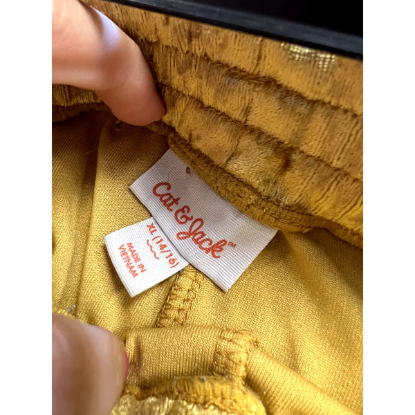 Cat & Jack Velvet Mustard Cropped Wide Leg Pants Size Youth XL