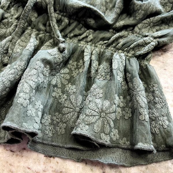 Willow + Root by BKE Olive Green Floral Tube Top Size Medium