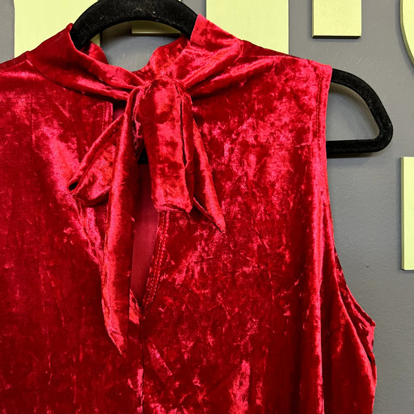 NWOT Crushed Red Velvet Open Shoulder Long Sleeve Blouse 1XL