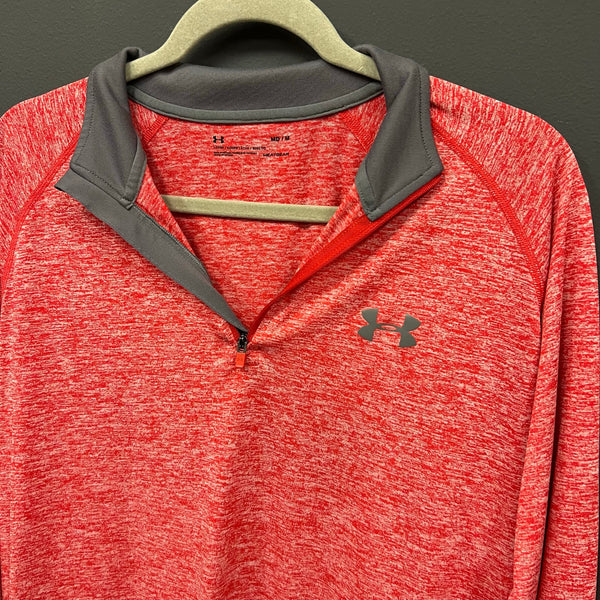 Under Armour Men's Heat Gear Loose Fit Heather Red Quarter Zip Pullover Medium