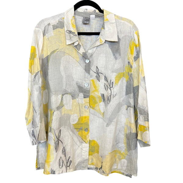 Dolcezza Art Citrus Mist I Linen Blouse Large