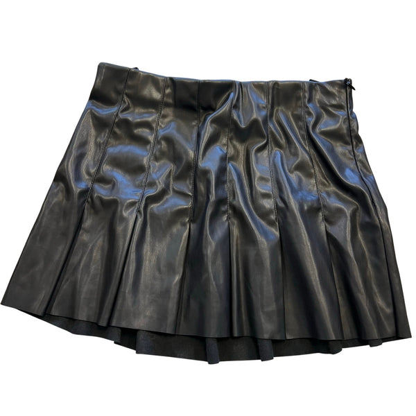 Lush Faux Leather Black Pleated Mini Skirt Size Medium