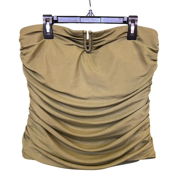 Abercrombie & Fitch Olive Green Mesh Ruched Tube Top Large