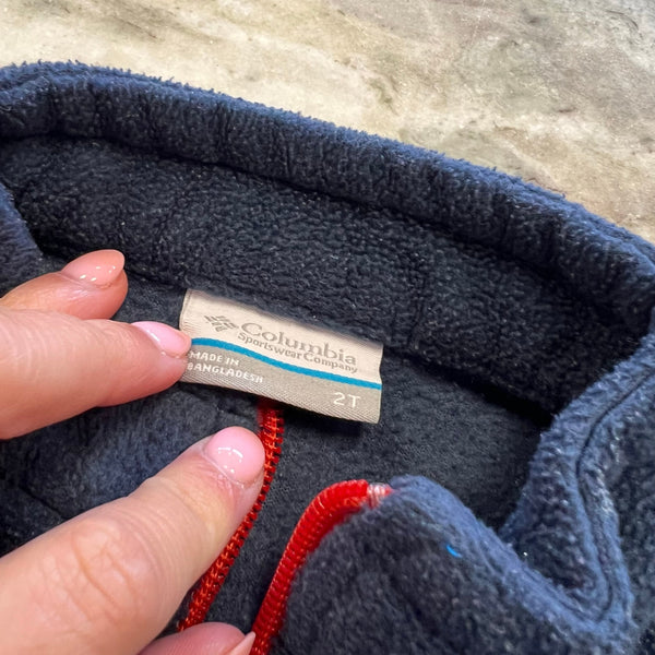 Columbia Boys Full Zip Blue + Red Fleece Jacket Size 2T