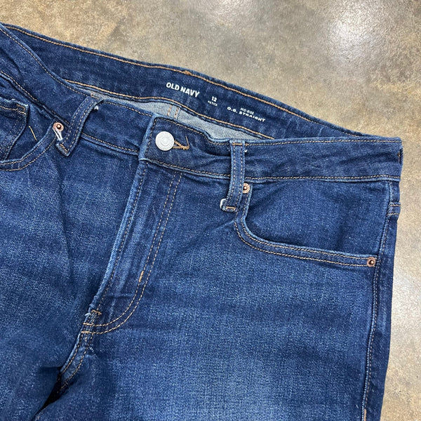 Old Navy Dark Wash Mid Rise OG Straight Leg Jeans Size 12 Petite