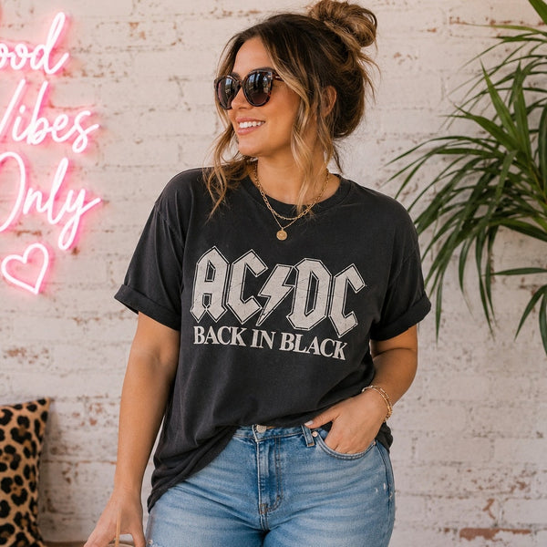 Unisex AC/DC Back in Black Graphic Tee Size 2XL