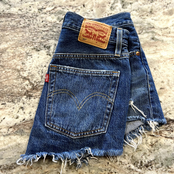 Levi's Dark Wash Denim Distressed Cutoff Shorts Size 24