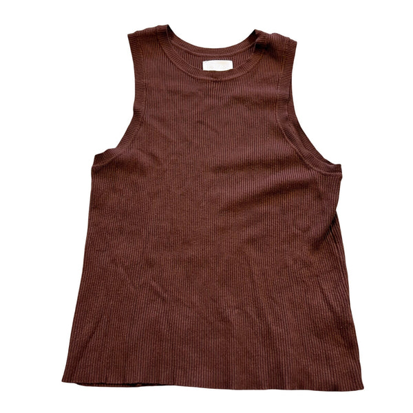Every Brown Ribbed Sleeveless Crew Neck Sweater XL