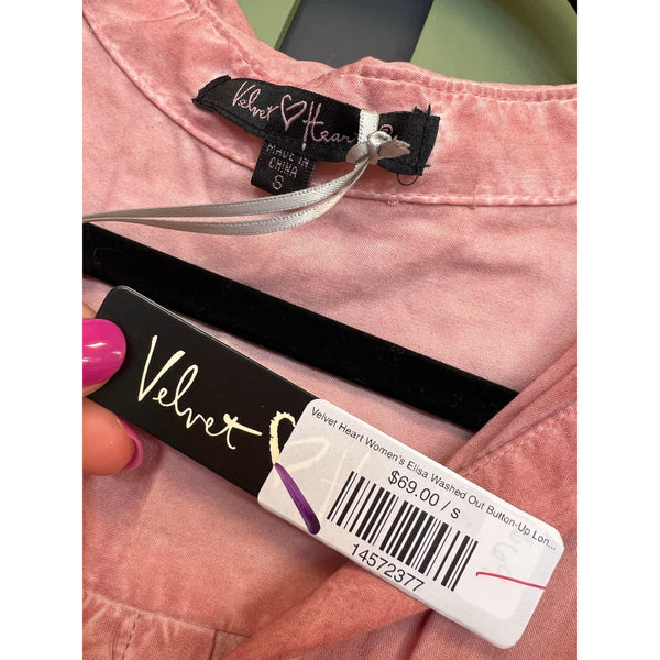 NWT Velvet Heart Garment Wash Pink Button Down Top Size Small
