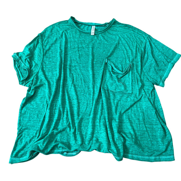 Zenana Green Burnout Pocket Tee Size Small/Medium
