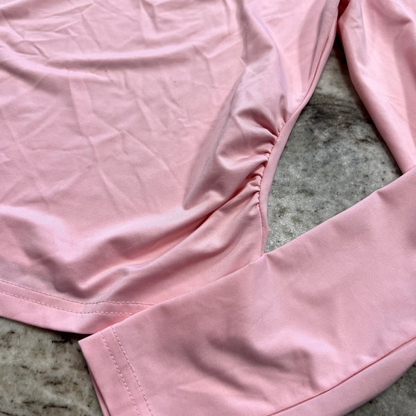Women's Light Pink Side Rouched Long Sleeve Top Size Small