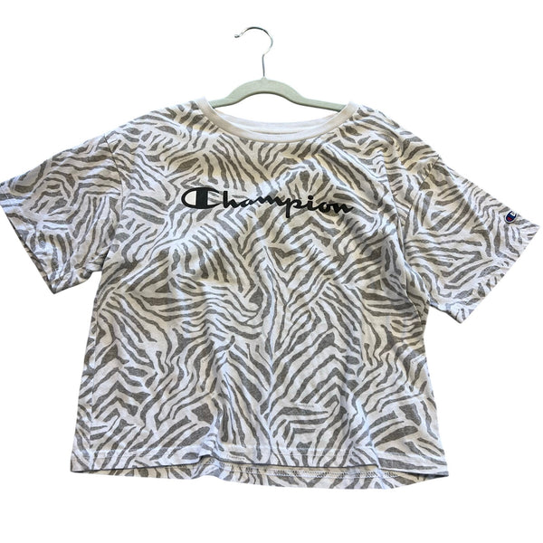 Champion Girls Lightweight Cropped Zebra Tee Youth Large