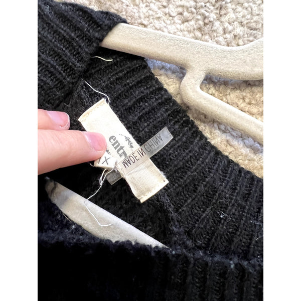 Entro Boutique Black Thick Knit Distressed Sweater Size 1XL