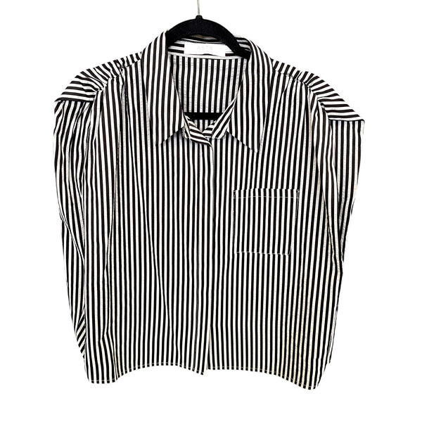 ASTR The Label Striped Button Down Cap Sleeve Blouse Large