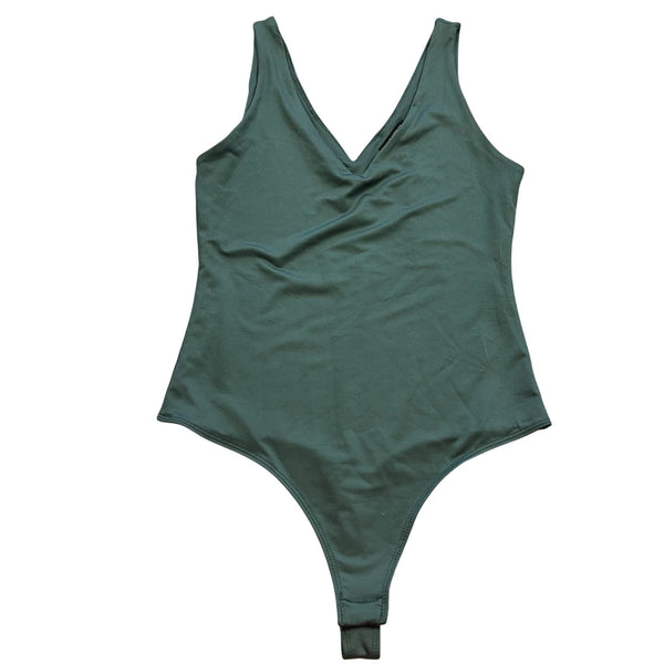 NWT The Workshop Sage Green Plunge Neckline Thong Bodysuit Size Medium