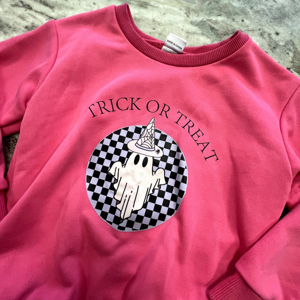 Girls Trick or Treat Pink Sweatshirt Size 4/5