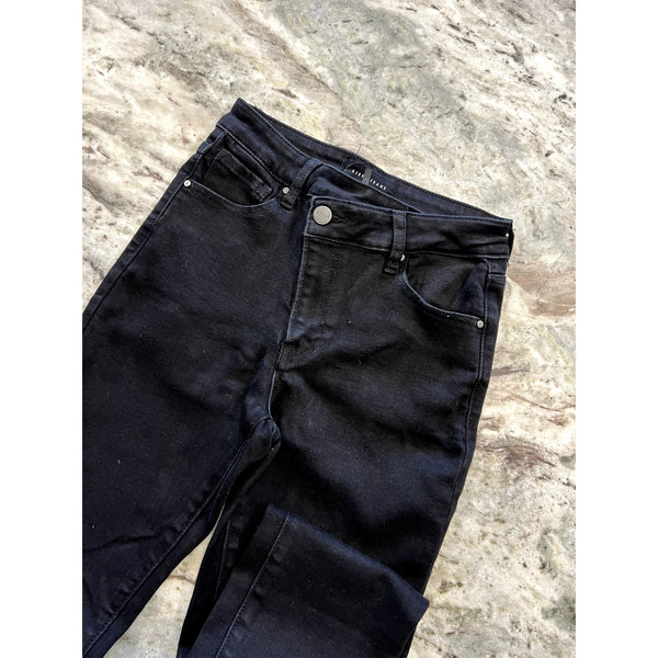 Risen Black Crossover High Rise Raw Hem Skinny Jeans Size 26