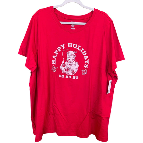 NWT Happy Holidays Red Santa Tee Size 3XL
