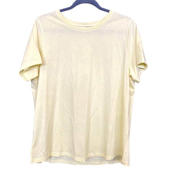 Eileen Fisher Basic Light Yellow Crew Neck Tee Large